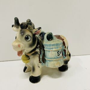 VTG GNCO JAPAN HAND PAINTED CERAMIC OX CARRYING SALT & PEPPER SHAKER SET RARE